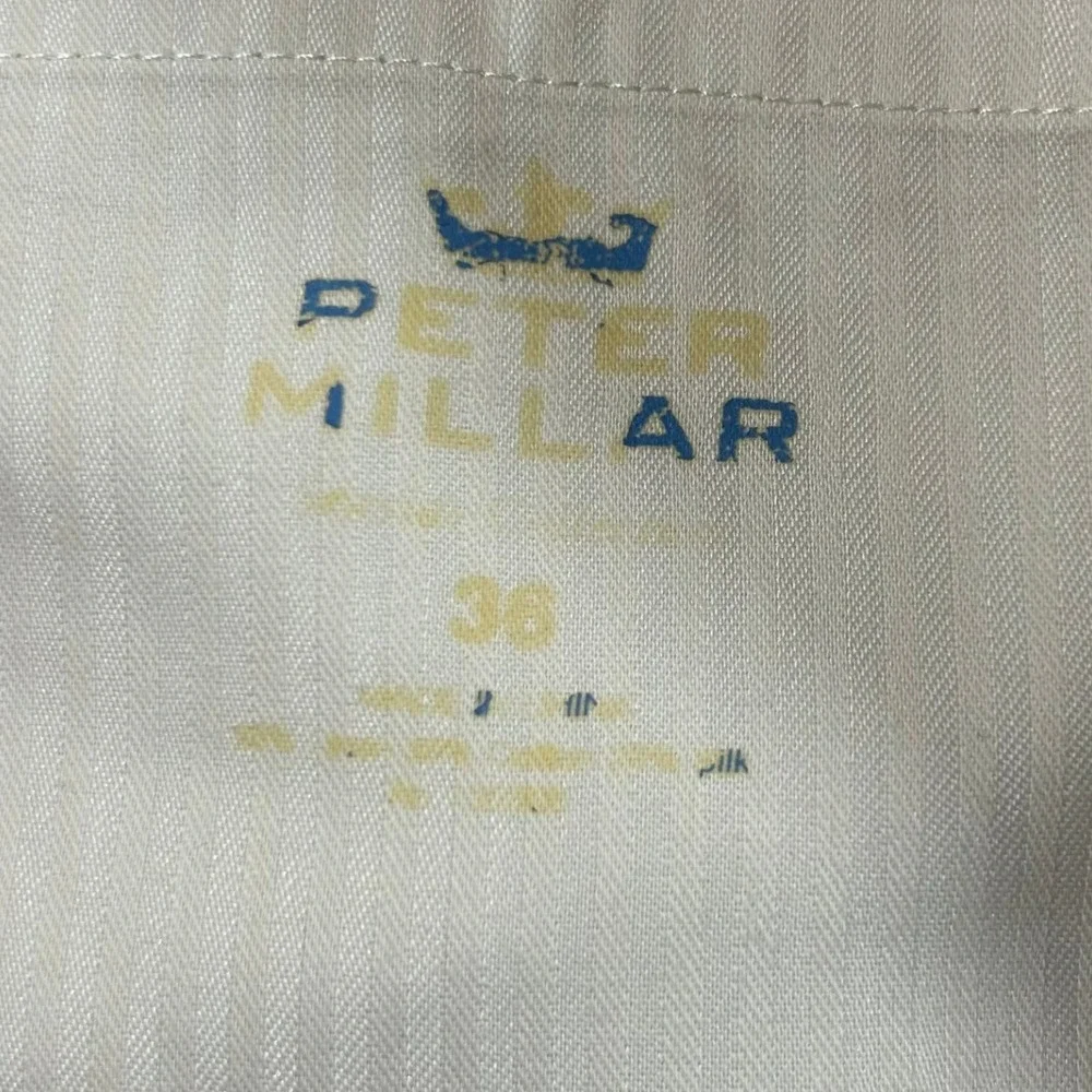 Peter Millar Shorts Mens 36 Cream Cotton Silk Blend Chino Golf Lightweight